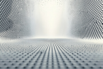 Poster - Minimalist dot pattern creating a gradient effect on light gray background in structured symmetrical grid layout