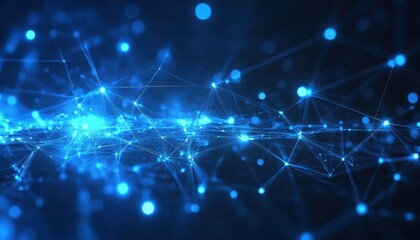 Poster - Abstract Blue Network Connections Representing Data Flow