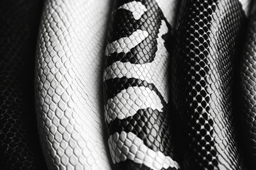 Poster - Minimalist monochromatic snakeskin texture with geometric arrangement for refined fashion branding