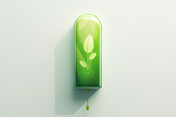 Poster - a simple battery icon in green is featured on a clean white surface, embodying the concept of renewa