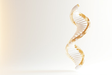 Poster - An abstract DNA helix gently hovers in mid-air, showcasing a minimalist design. The soft gradient background and diffused light create a serene and modern atmosphere at midday