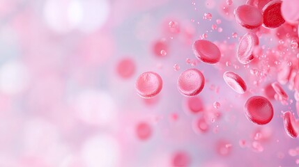 Poster - scientific visualization of vaccine dispersing into bloodstream at cellular level with bright molecular details against
