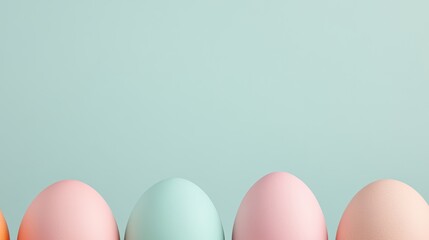 Poster - serene photograph capturing essence of easter preparations featuring vibrant colored eggs arranged artfully on solid