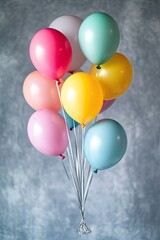 Poster - striking arrangement of colorful balloons for birthday celebration minimalistic design emphasizing copy space featuring