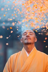 Poster - capture vibrant modern ritual representing cultural traditions through portrait of person engaged in unique ceremony