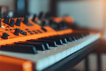 Poster - capture intricate process of crafting electronic music using diy synthesizers showcasing various handmade instruments