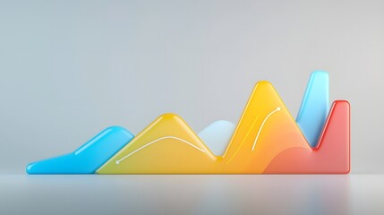 Poster - Captivating 3D data visualization showcasing dynamic graphs trend analytics and layered charts in vivid balanced colors with striking bright lighting on a clean white background  Ideal for financial