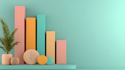 Fototapete - Visually Striking 3D Financial Data Representation Featuring an Iridescent Bar Graph Rising to Highlight Economic Growth Corporate Success and Cutting Edge Technology