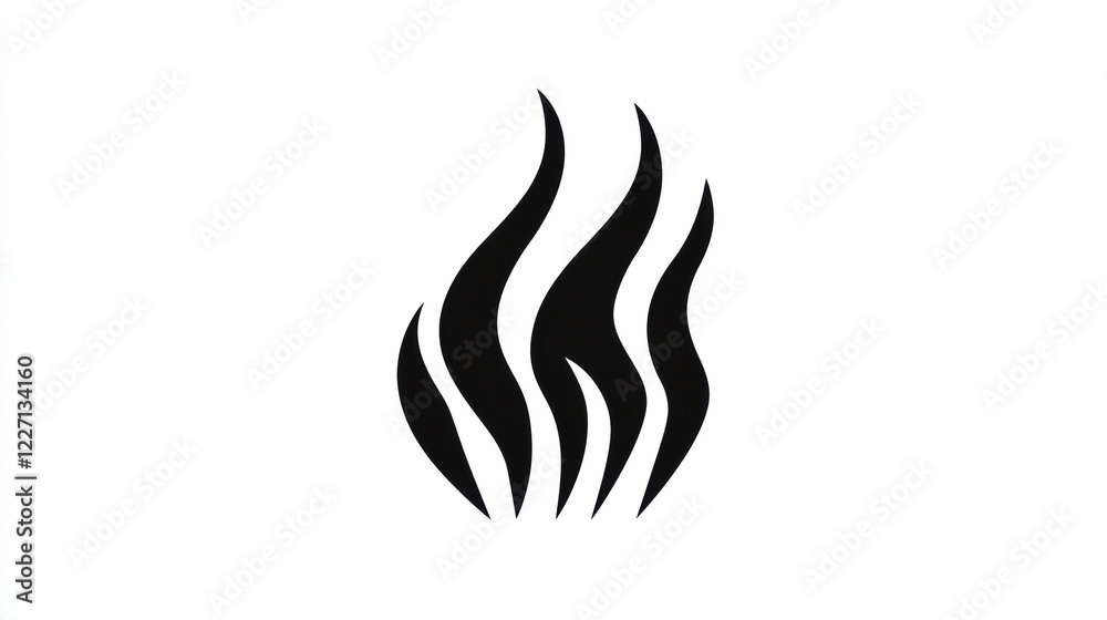 Stylized flame icon representing energy, heat, and fire in minimalist ...