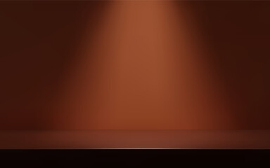 Brown Room with table surface. Product presentation template.