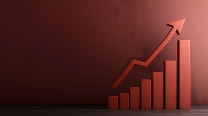 Aufkleber - 3D financial analytics representation with glossy bar graphs in various colors and an ascending arrow emphasizing business expansion and profitability on a clean abstract backdrop