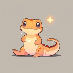 Canvas Print - Adorable Orange Gecko Illustration: A Cute Cartoon Reptile