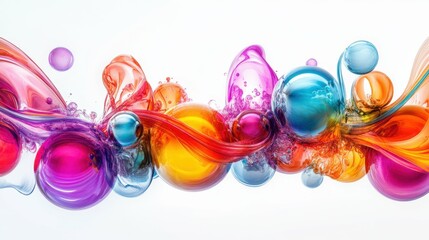 Wall Mural - colorful spheres in motion, dynamic composition, vibrant tones, abstract shapes, high energy, isolated on white background, modern art, playful