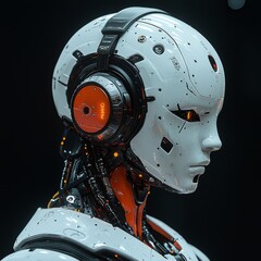 Poster - A depiction of a robot in headphones with a dark blue background