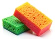 © Manatsavee - Colorful Sponges Cleaning Supplies Aerial View White Background Stock Photo