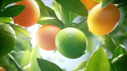 Sticker - Ripe Citrus Fruits on a Branch