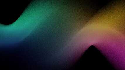 Poster - Colorful rainbow grainy noise gradient wave animation on black background, textured holographic surrealistic motion graphics