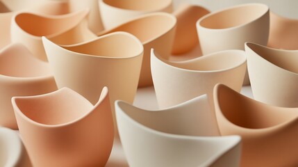 Sticker - Ceramic cups, studio, beige background, product display