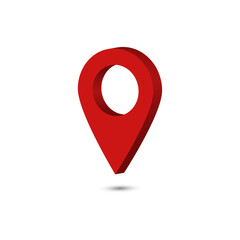 Fototapete - 3d red location pointer with pin icon vector with shadow map address