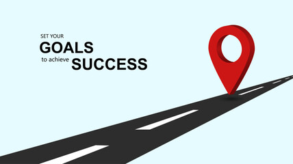 Fototapete - roadmap vector illustration road location pin business set your goals to success