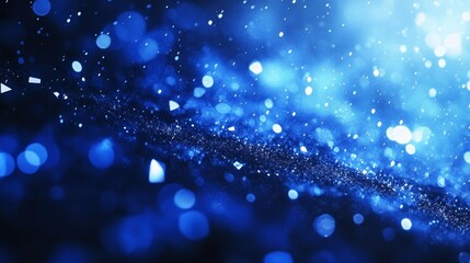 Wall Mural - Abstract Dark Blue Sparkle Background, Bokeh Lights And Glitter, Christmas, Festive, Defocused