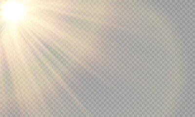 Wall Mural - light vector with sun glare. sun, sunrays, and glare in png format. gold flare and glare.