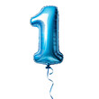 © Kristina - Light blue balloon shaped as number 1 isolated on transparent background