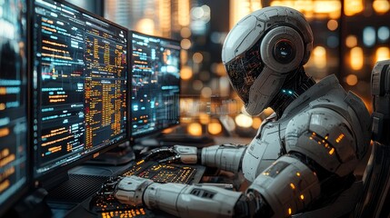 Poster - Utilizing AI and crypto intelligence, this concept integratesrobotics, digital technology, and computer science to analyze and trade in the market, encompassing chips, money, and finance