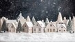 © STwul - Snowy village miniature winter scene; holiday card design