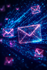Wall Mural - A bunch of emails flying through the air on a dark background