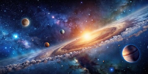 astronomical landscape of milky way with stars and planets in a deep space background, cosmos, astro