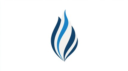 Leinwandbilder - Stylized flame icon featuring blue and white waves representing energy or passion in a simple design. Generative AI
