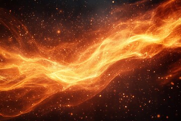 Aufkleber - Vibrant energy flows through a cosmic landscape filled with fiery colors and swirling particle effects