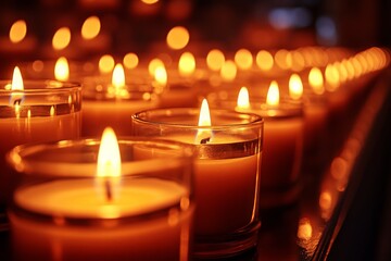 Poster - Warm glow of candles illuminating a serene setting during evening hours