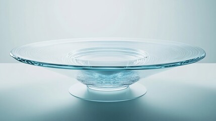 Glass bowl, rippled surface, studio light, minimalist background, product display