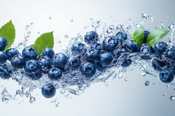 Aufkleber - fresh blueberries splashing in water create a vibrant and refreshing visual display of nature's boun