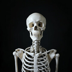 Aufkleber - human skeleton front view against a black background, symbolizing anatomy, education, and the concep
