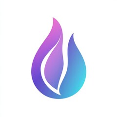 Leinwandbilder - Flame icon design with a gradient blend of purple and blue colors representing energy and creativity in modern visuals. Generative AI