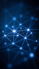 Poster - a dynamic layout featuring a network of interconnected lines and nodes against a dark blue backgroun