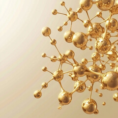 Poster - Abstract Golden Molecular Network in 3D Style Representing Science, Innovation, and Chemistry Concepts with Free Space for Text