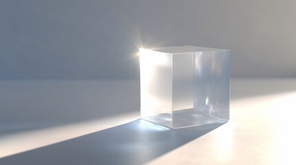 Glass cube studio sunlight display mockup