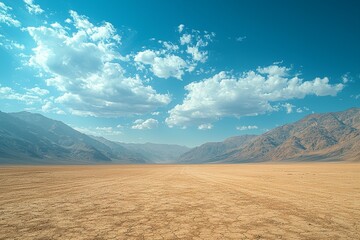 Poster - A landscape photograph showcasing a broad, unpopulated area, like a desert field. Stock
