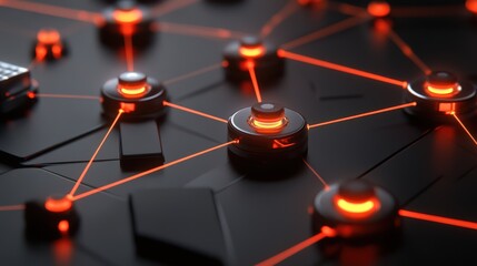Wall Mural - a close up of a black background with many orange circles on it
