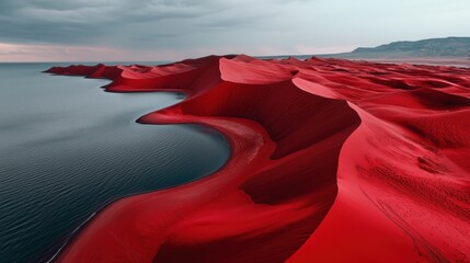 Canvas Print - a red sand dune in the middle of the ocean