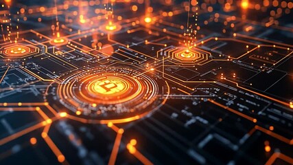 Poster - Glowing circuits and nodes highlight an intricate digital network and advanced tech connectivity