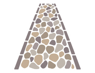 Wall Mural - cobblestone garden road, irregular stone texture. vector sidewalk, old gravel path on white backgrou