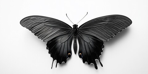 Poster - Black butterfly on white background