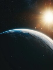 Wall Mural - earth from space with sun
