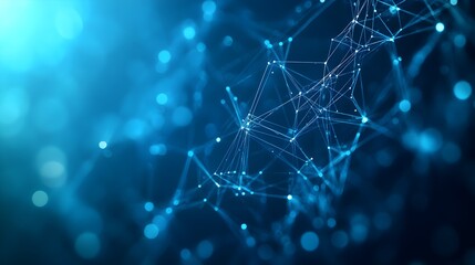 Poster - Abstract Blue Network Digital Technology Background Modern Plexus Structure Geometric Lines Points Shiny Elegant Design Futuristic Illustration       