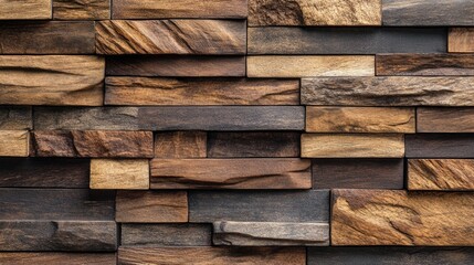 Wall Mural - Wooden Block Wall Close Up